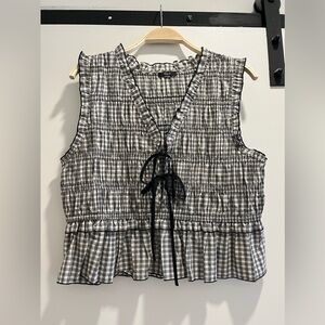 Rails Martine Sleeveless Top Ivory Jet Gingham